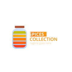 Spices logo concept design. Food vector illustration. Healthy simple logotype. Jar with different spice