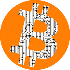 Bitcoin sign, vector cryptocurrency icon isolated over white background. Bitcoin illustration, clipart