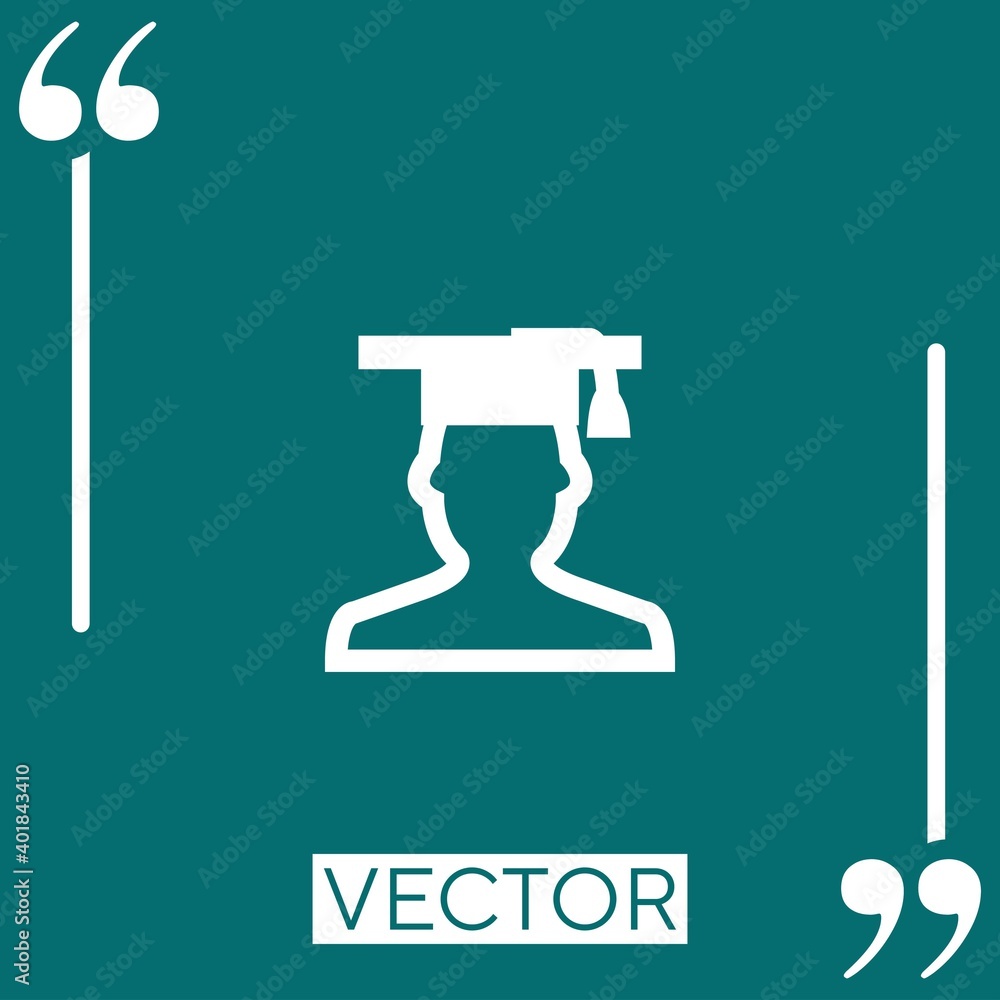 Poster student with graduation cap vector icon linear icon. editable stroke line