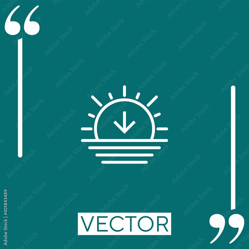 Poster sunset vector icon linear icon. editable stroke line