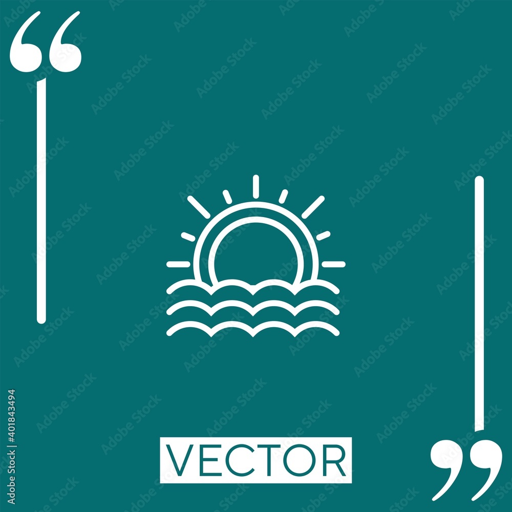 Poster sunset vector icon linear icon. editable stroke line