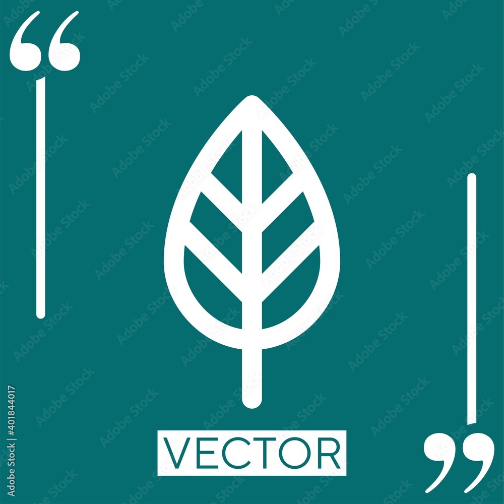 Poster tree leaf vector icon linear icon. editable stroke line