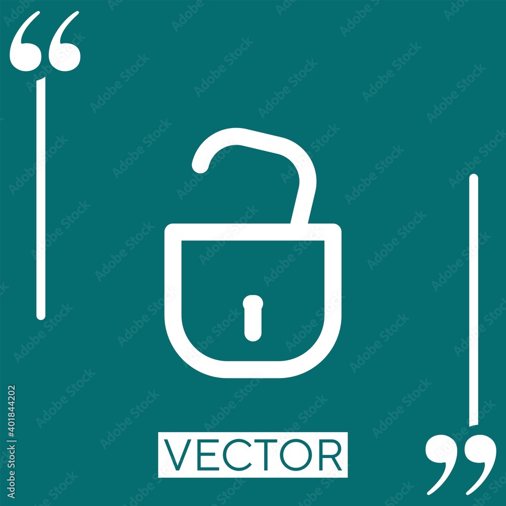 Poster unlocked padlock vector icon linear icon. editable stroke line