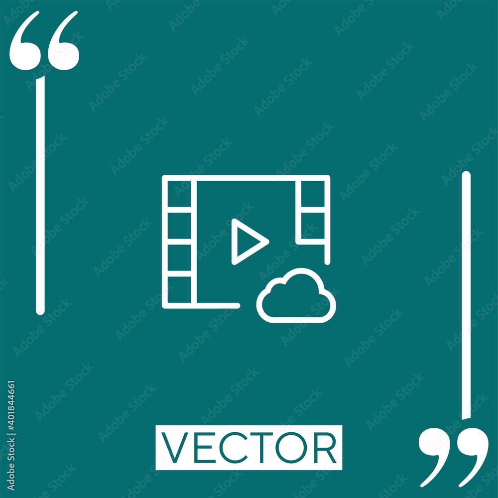 Poster video player vector icon linear icon. editable stroke line