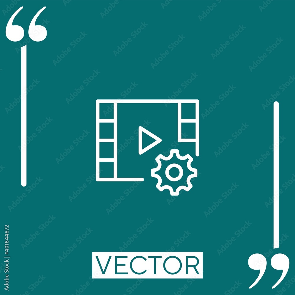 Poster video player vector icon linear icon. editable stroke line