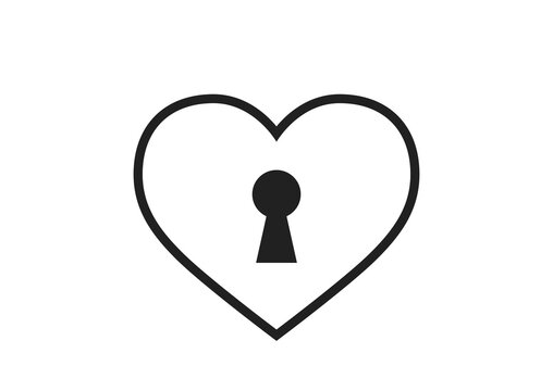 heart with keyhole line icon. valentine and love symbol. isolated vector image