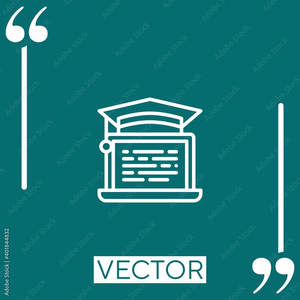 Poster online learning vector icon linear icon. editable stroked line