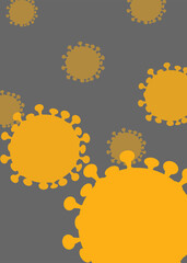 Coronavirus (COVID-19) is yellow gold in color. Infectious virus design over gray background. Beautiful template, banner for media, sites, publications, news, prints.