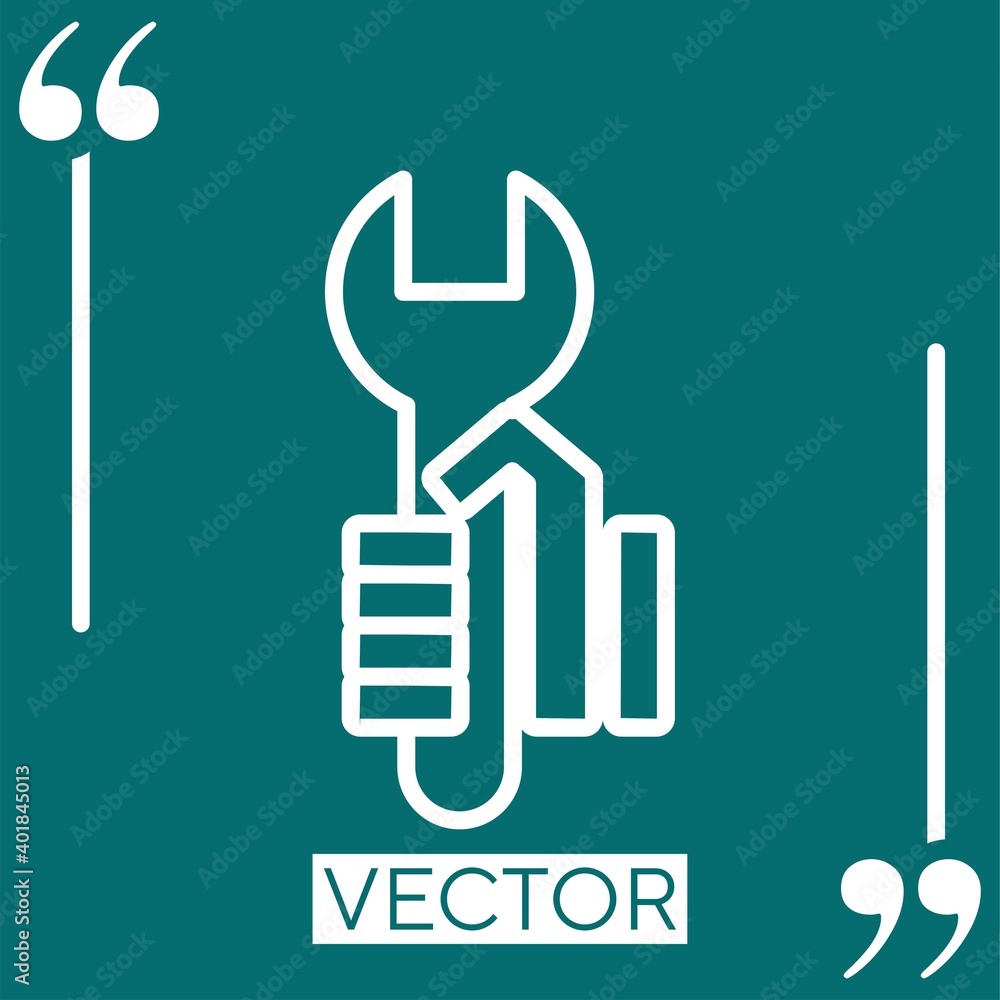 Poster wrench tool in a hand vector icon linear icon. editable stroke line