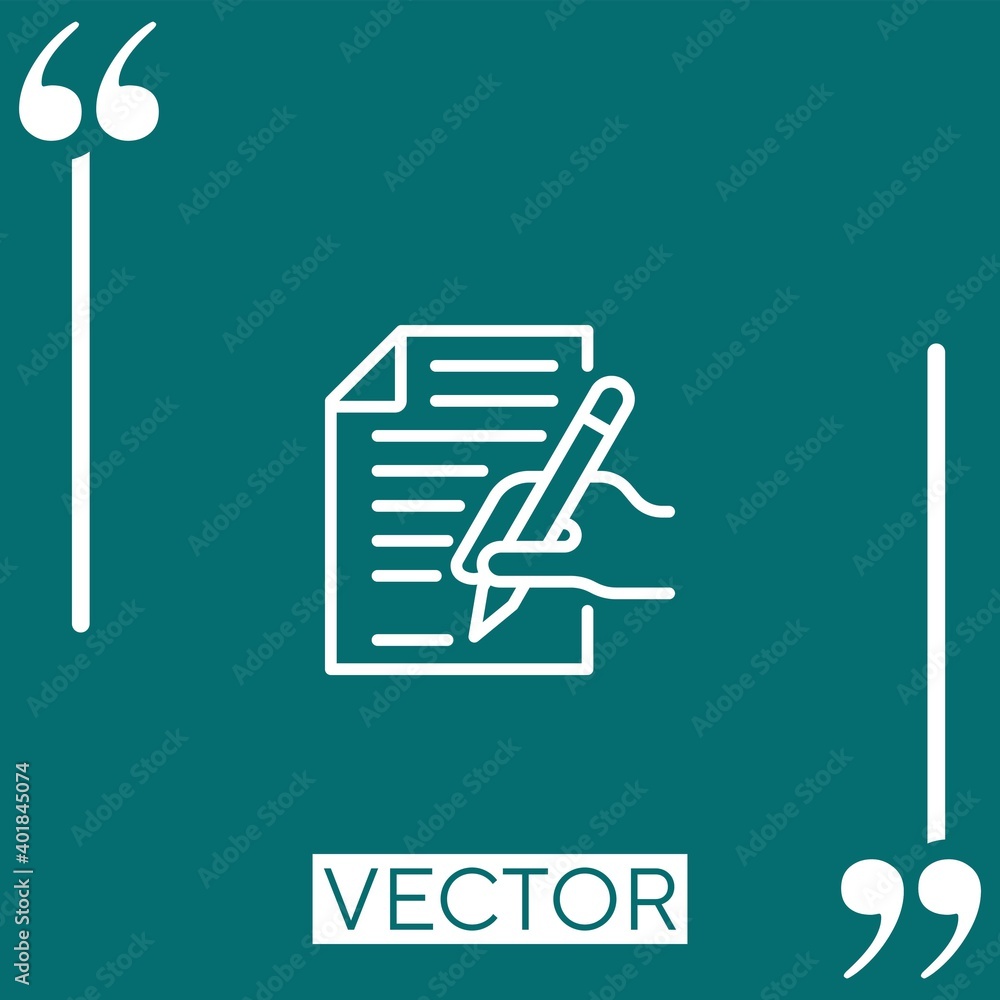 Poster signature linear icon. editable stroke line