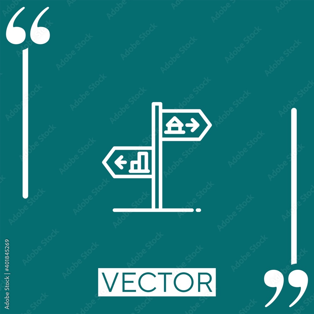 Poster direction vector icon linear icon. editable stroked line