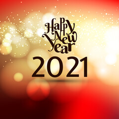 Happy new year 2021 glossy bokeh greeting background