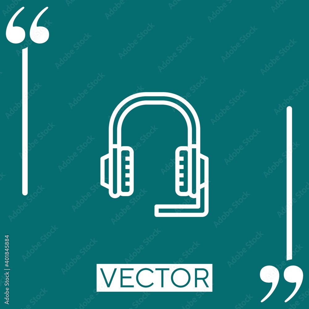 Poster headphone vector icon linear icon. editable stroked line