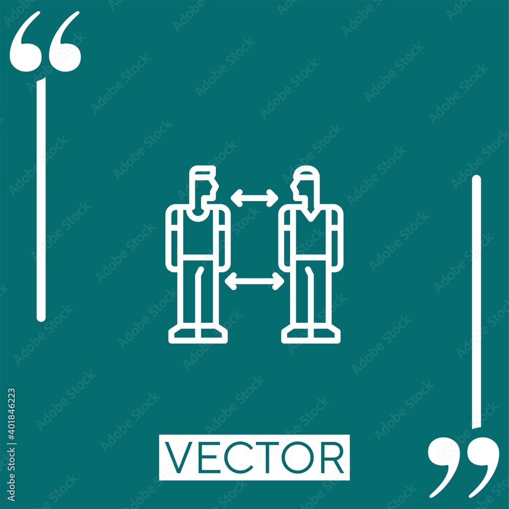 Poster keep distance vector icon linear icon. editable stroked line