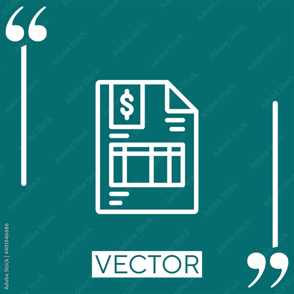 Poster invoice vector icon linear icon. editable stroked line