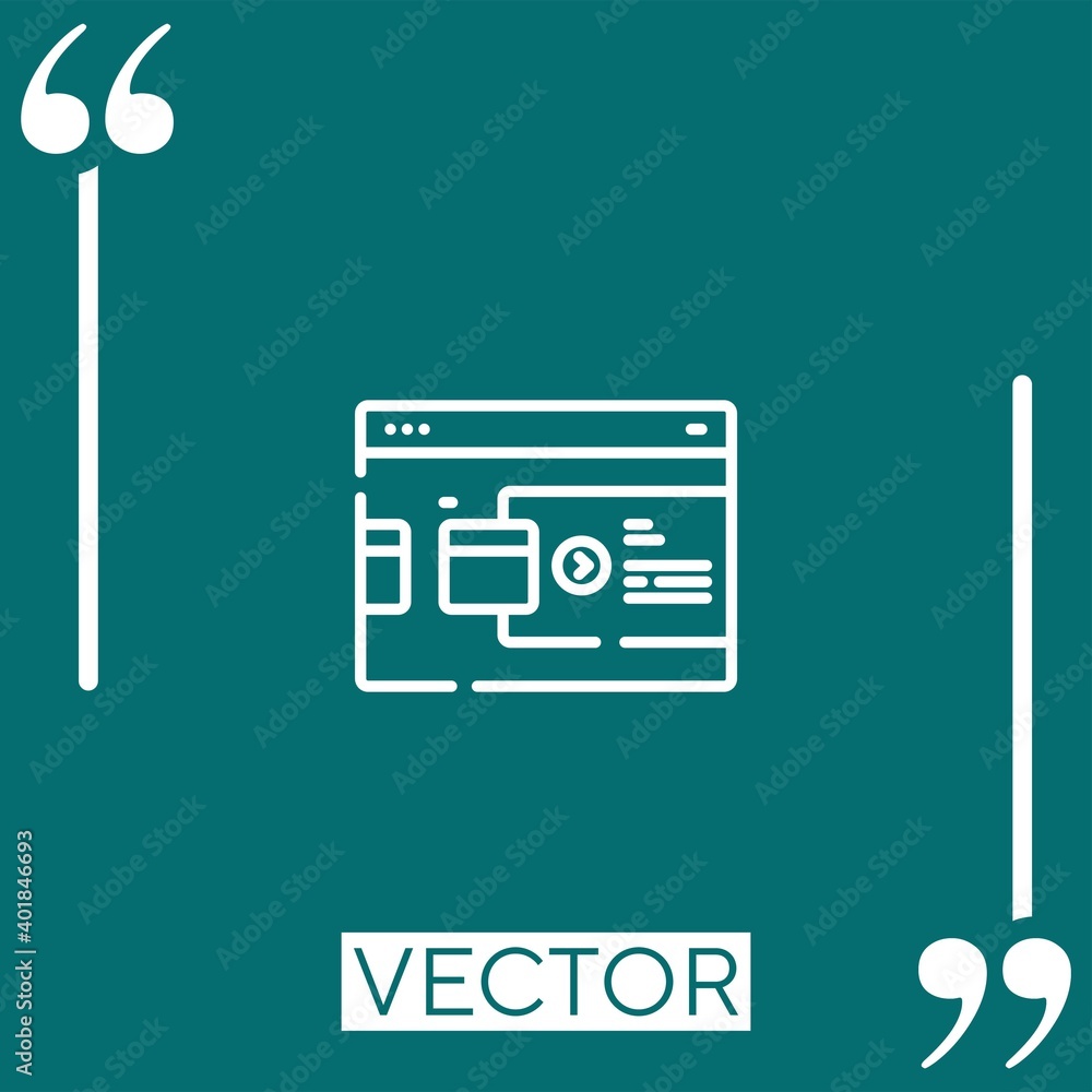 Poster landing page vector icon linear icon. editable stroked line