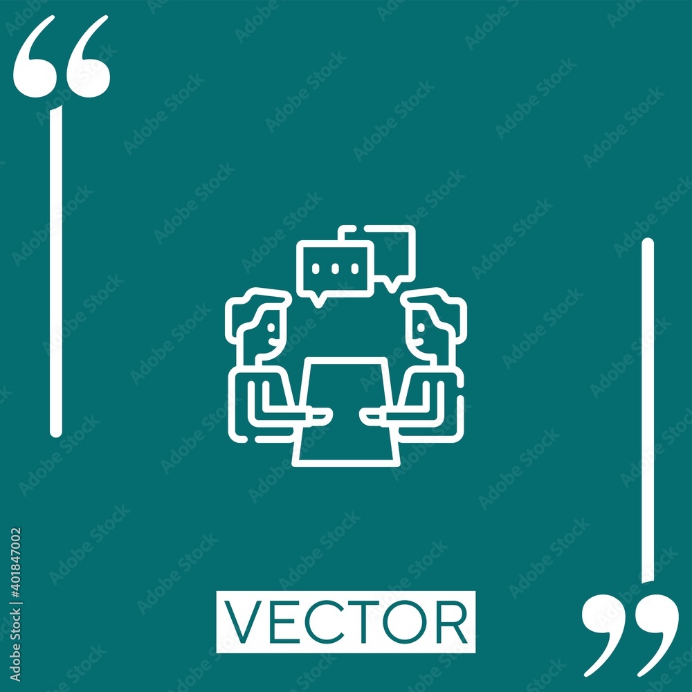 Aufkleber discussion vector icon linear icon. editable stroked line