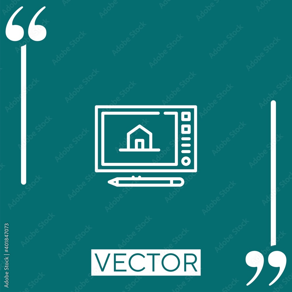 Poster house sketch vector icon linear icon. editable stroked line