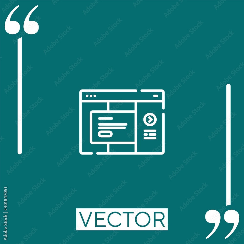 Poster landing page vector icon linear icon. editable stroked line