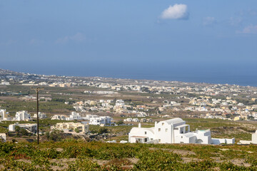Obraz premium Santorini Island seen from the Pyrgos viewpoint. Cyclades, Greece