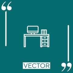 desk vector icon Linear icon. Editable stroked line