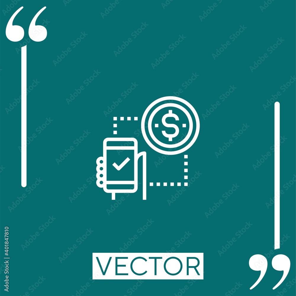 Poster mobile payment vector icon linear icon. editable stroked line