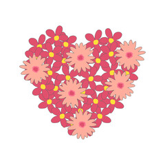 a collection of flowers to form a symbol of love, hearts, best for wedding cards, valentine.