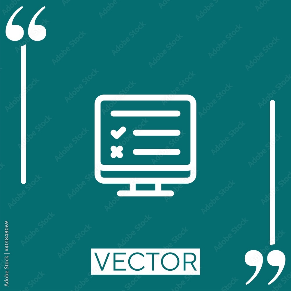 Poster online test vector icon linear icon. editable stroked line