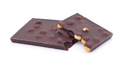 Broken bar of chocolate.