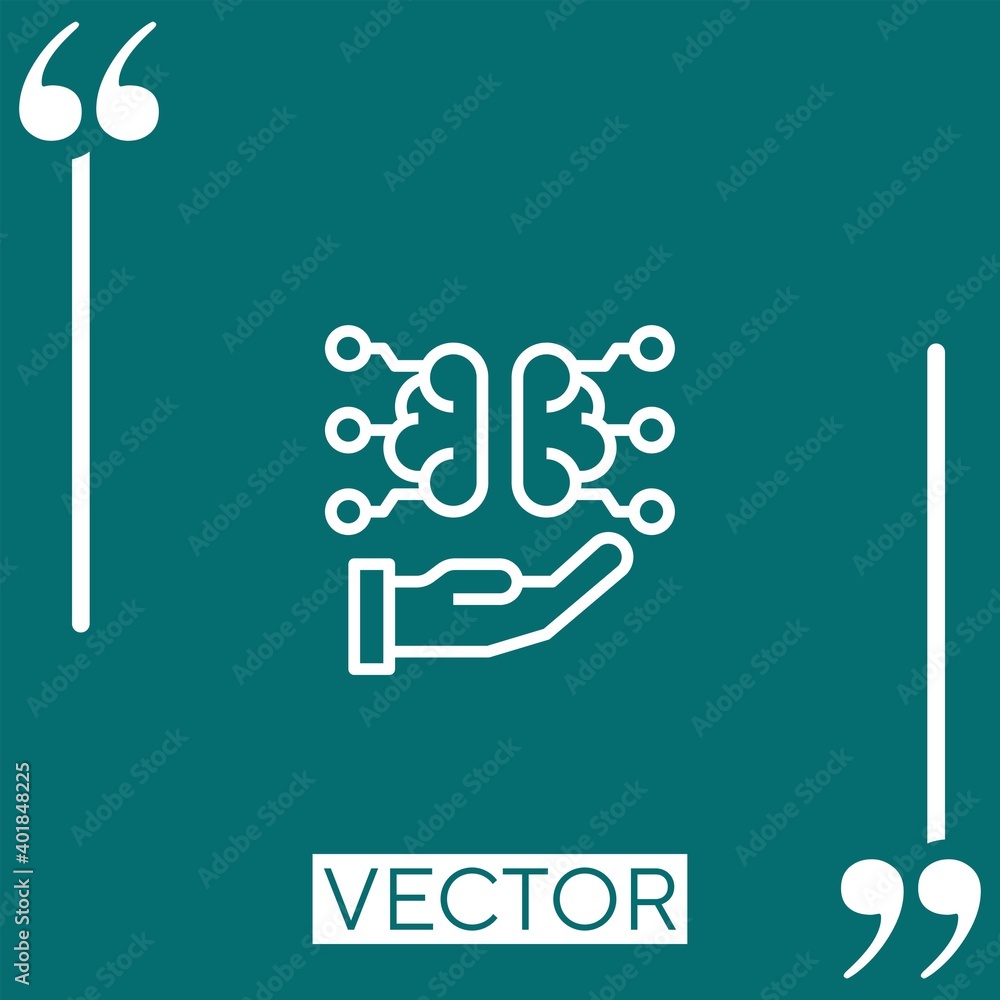Poster brain vector icon linear icon. editable stroked line