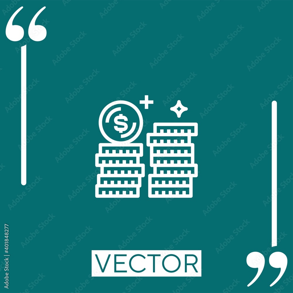 Poster coins vector icon linear icon. editable stroked line