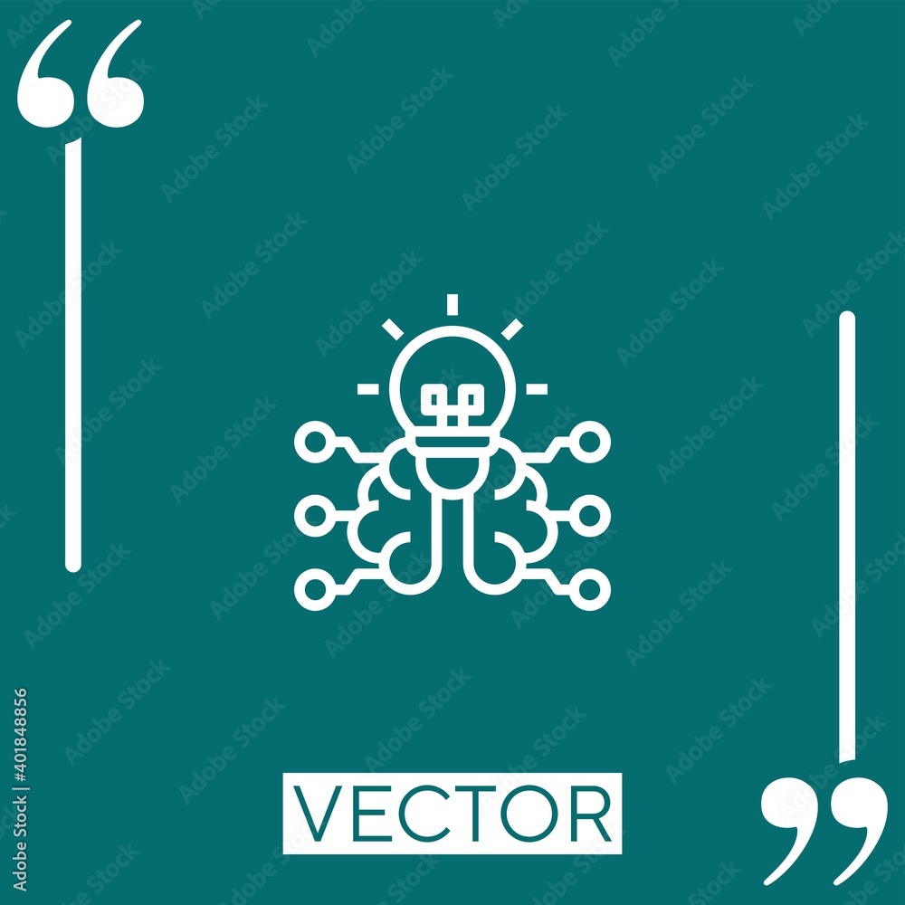 Poster brain vector icon linear icon. editable stroked line