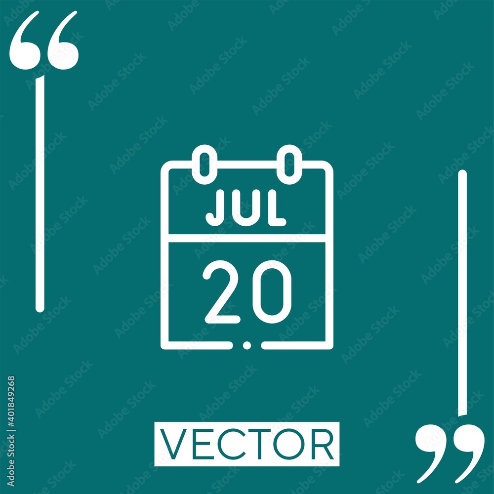 Poster th july vector icon linear icon. editable stroked line