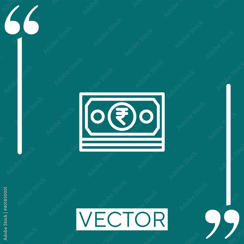 Poster rupees vector icon linear icon. editable stroked line