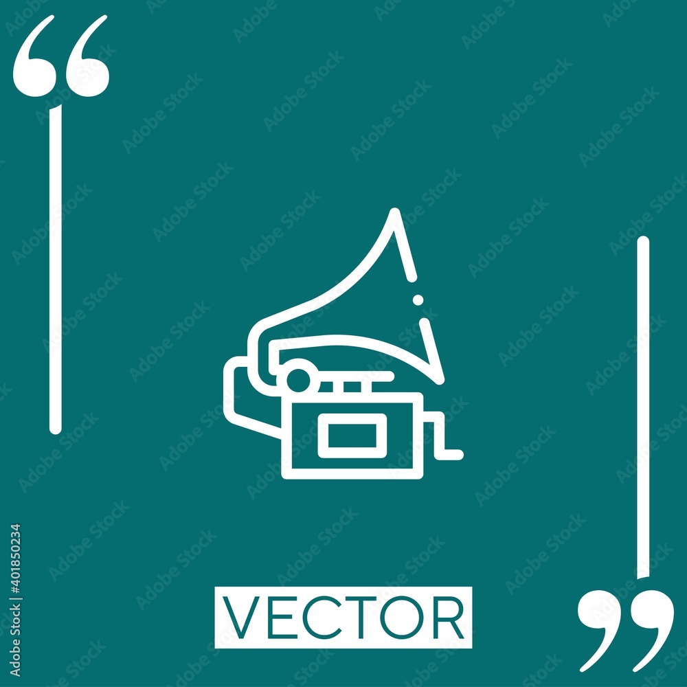 Poster gramophone vector icon linear icon. editable stroked line
