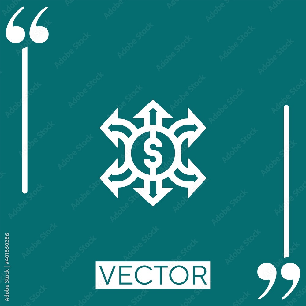 Poster money flow vector icon linear icon. editable stroked line