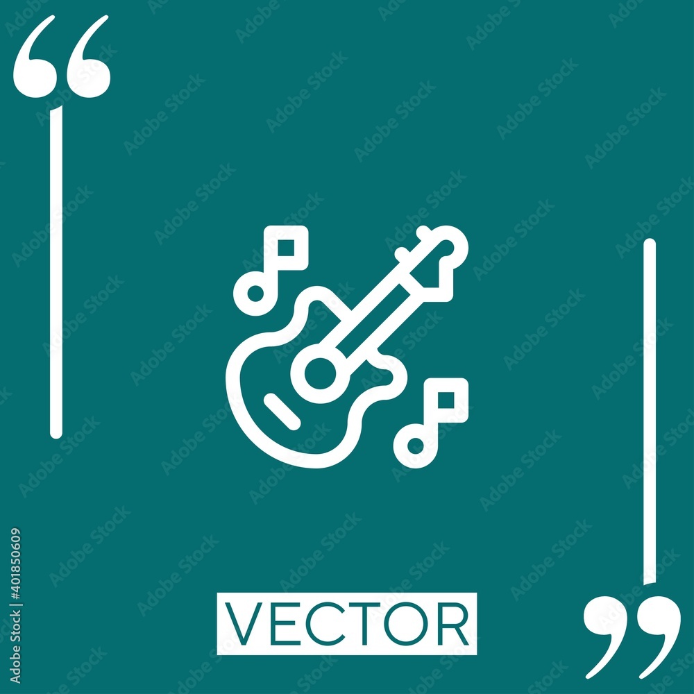 Poster guitar vector icon linear icon. editable stroked line