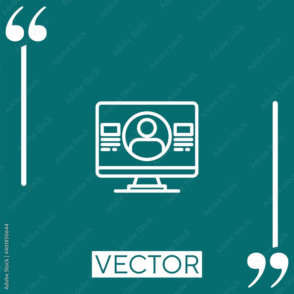 Poster login vector icon linear icon. editable stroked line