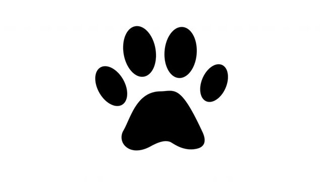 Animated animal paw icon. Predator footprint on a transparent background.