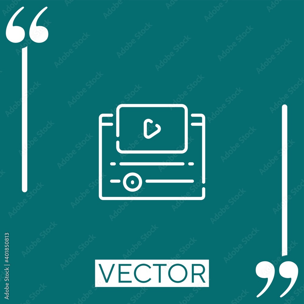 Poster video player vector icon linear icon. editable stroked line