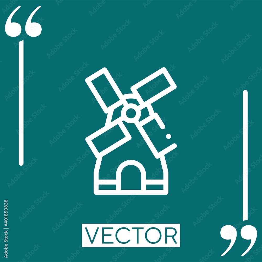 Poster windmill vector icon linear icon. editable stroked line