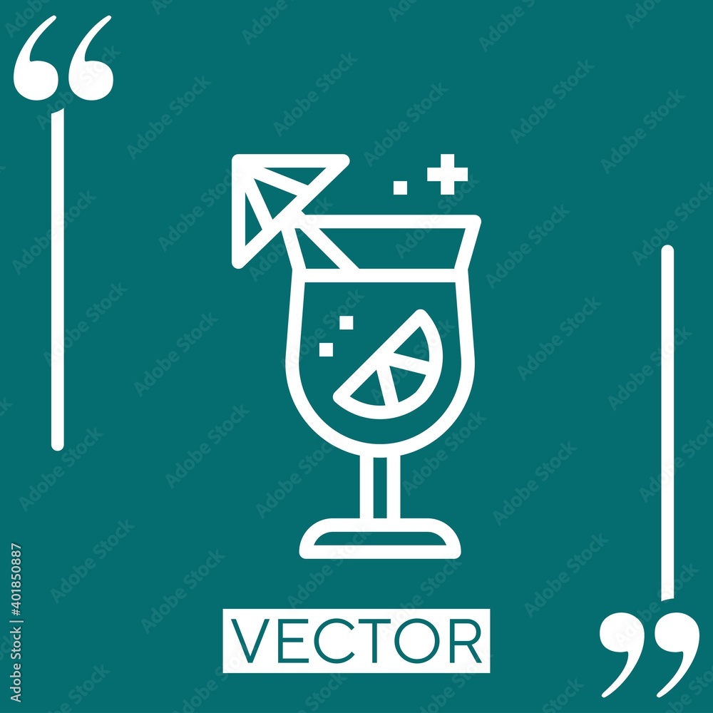 Poster cocktail vector icon linear icon. editable stroked line
