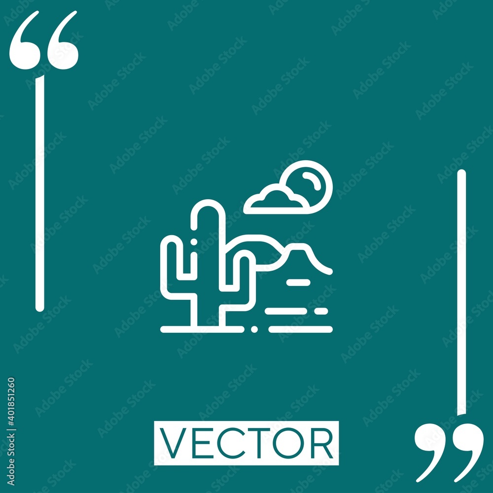 Poster cactus vector icon linear icon. editable stroked line
