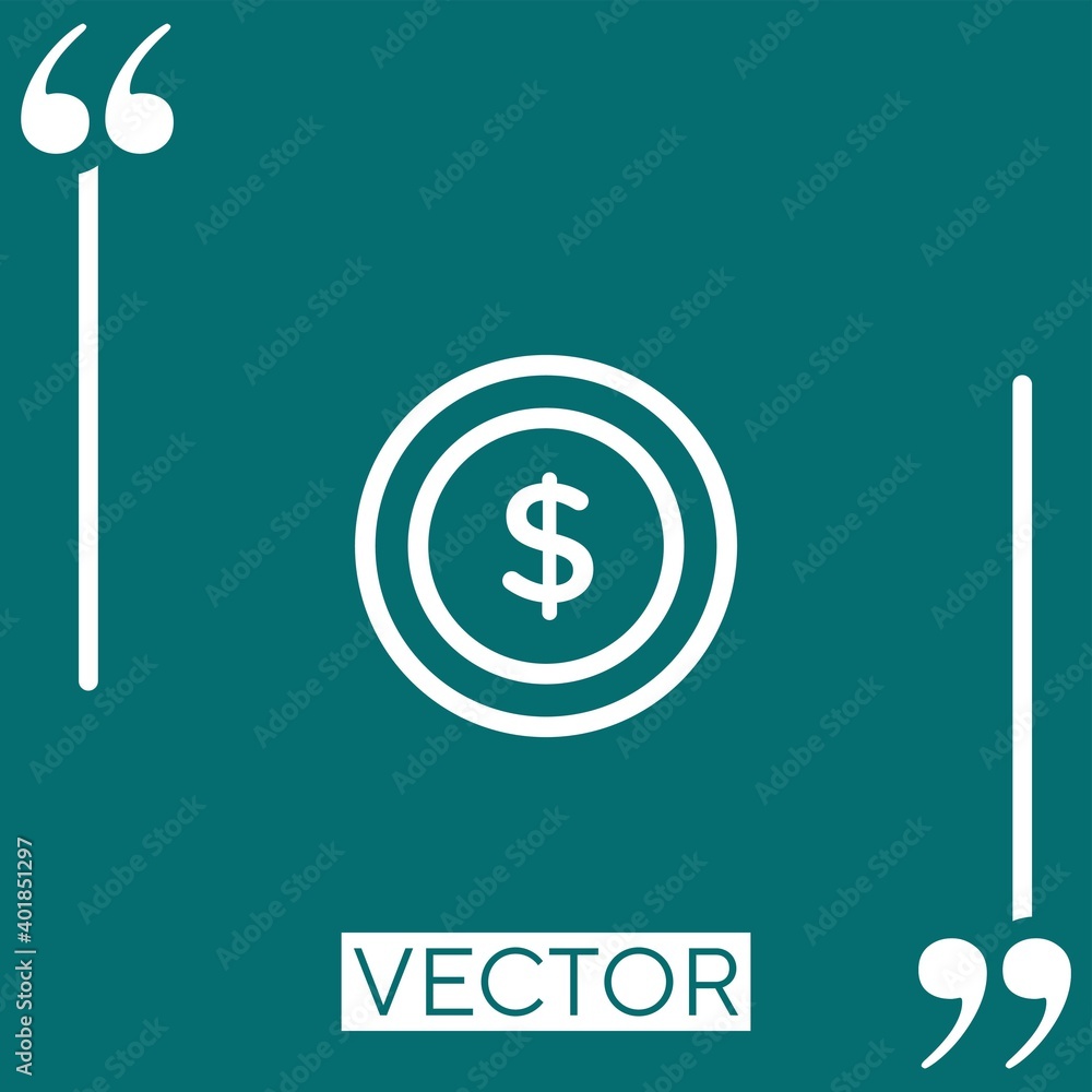 Poster coin vector icon linear icon. editable stroked line