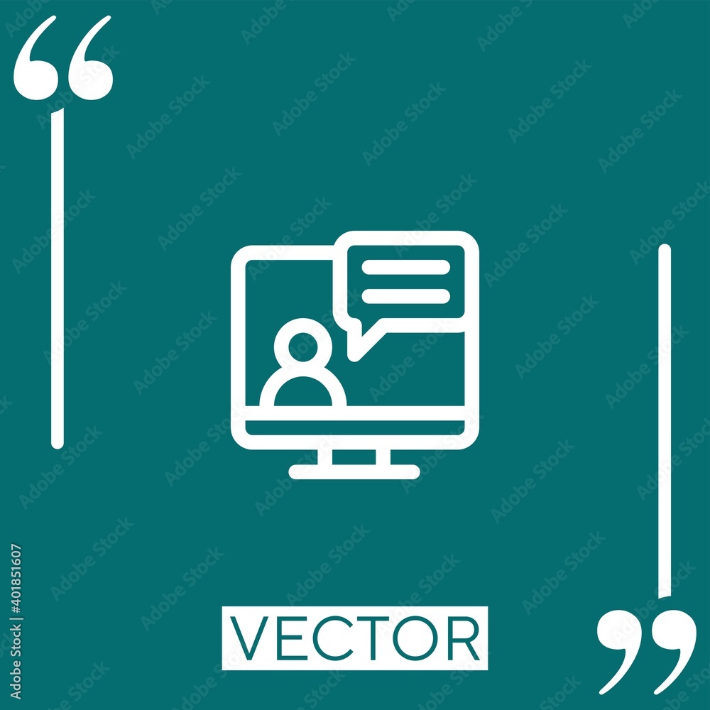 Poster video call vector icon linear icon. editable stroked line