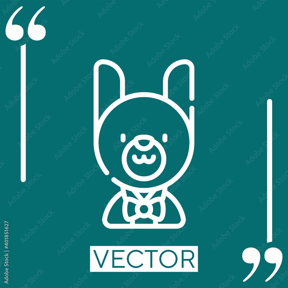 Poster white rabbit vector icon linear icon. editable stroked line