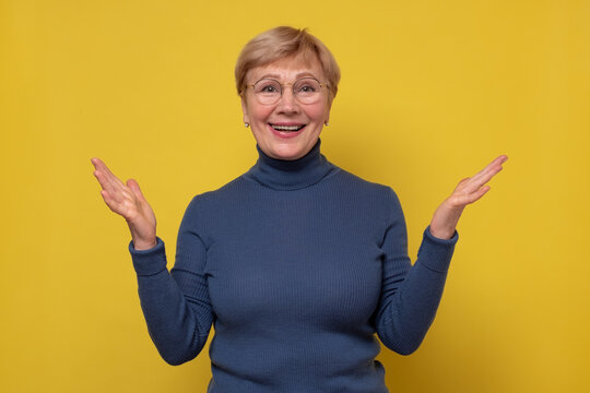 Cheerful Positive Female Teacher With Blonde Hair, Glad To See Her Students