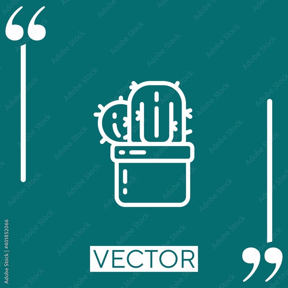 Poster cactus vector icon linear icon. editable stroked line