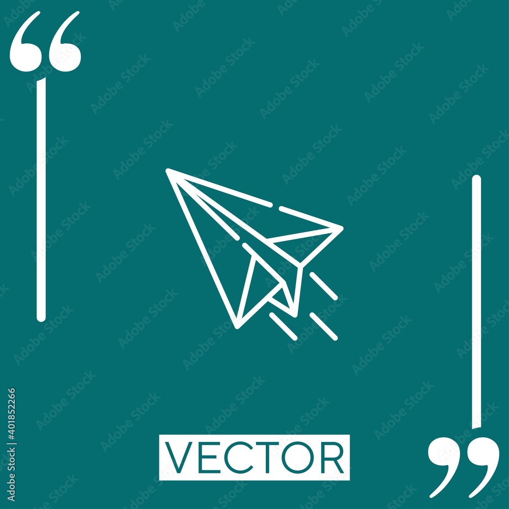 Poster paper plane vector icon linear icon. editable stroked line
