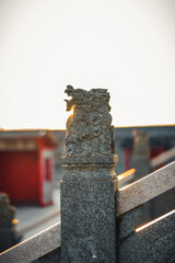 Rock statue in Dragons Gate. Sweden.